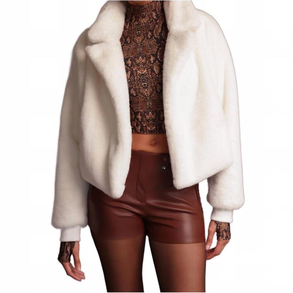 NEW HEROINE SPORT fur blazer jacket in ivory